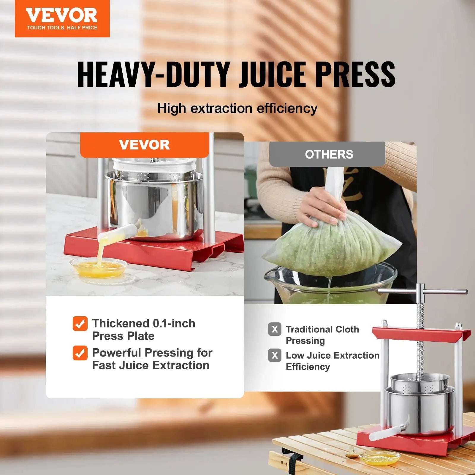 VEVOR Stainless Steel Manual Fruit Press For Home Kitchen