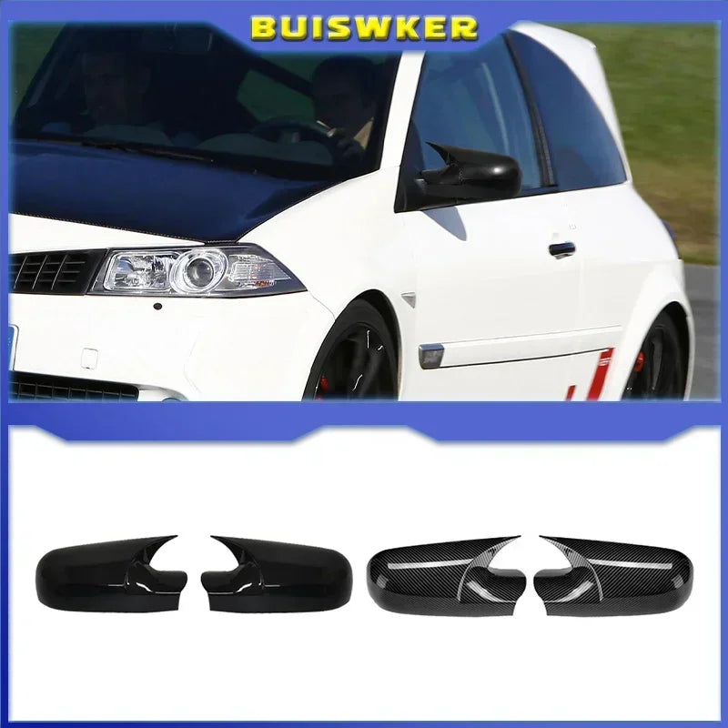Tampa de Espelho em Fibra de Carbono Preta Brilhante Renault Megane 2