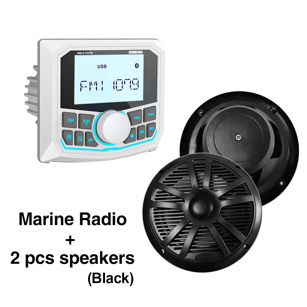 MS-21RV W &ndash; Waterproof Bluetooth Marine Stereo IPX5 Radio Black