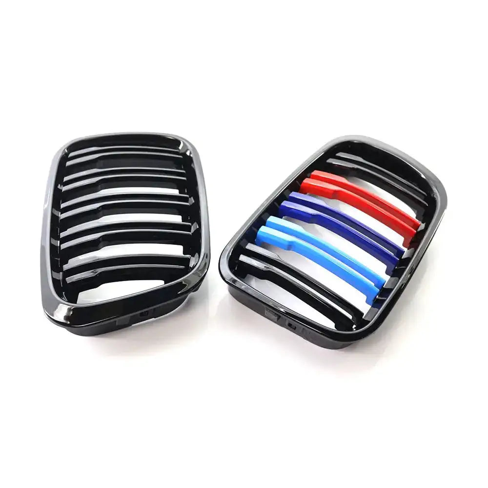 ABS Front Kidney Grille Dual Slat Gloss Black For BMW E46
