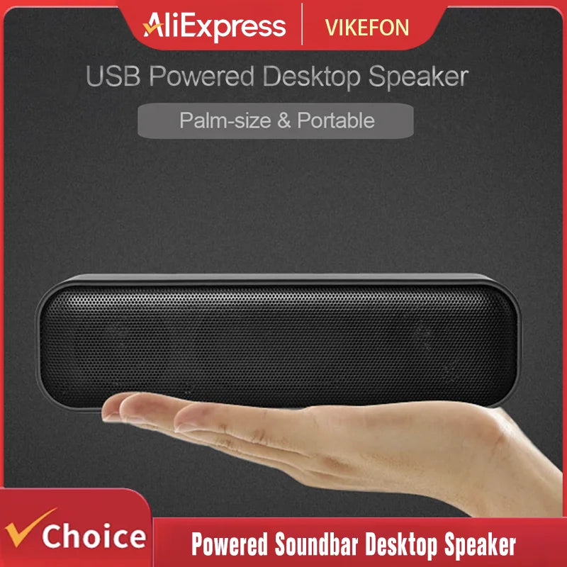 HK-5008 USB Powered Soundbar Desktop Speaker Wired Computer Sound Box for TV Desktop Laptop with 2 Subwoofers Music Player
