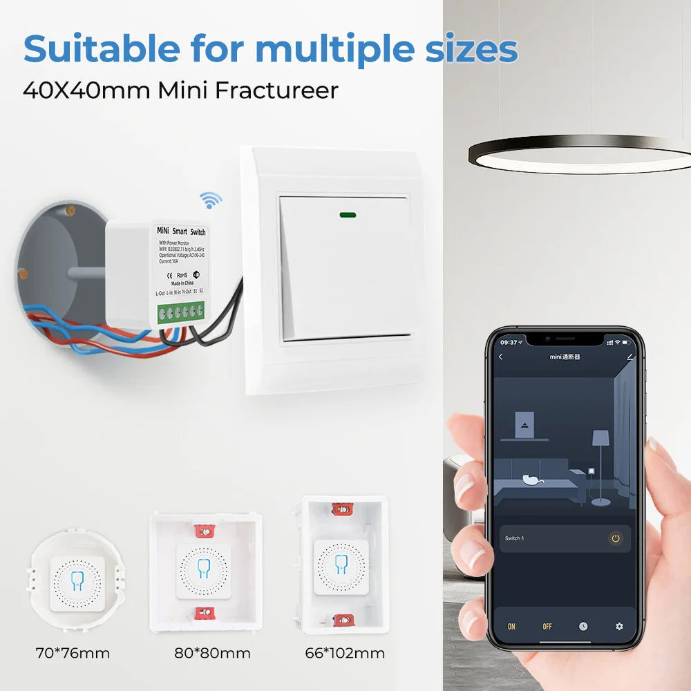 Tuya Zigbee/WiFi Mini Smart Switch with Power Monitoring &amp; Voice Control