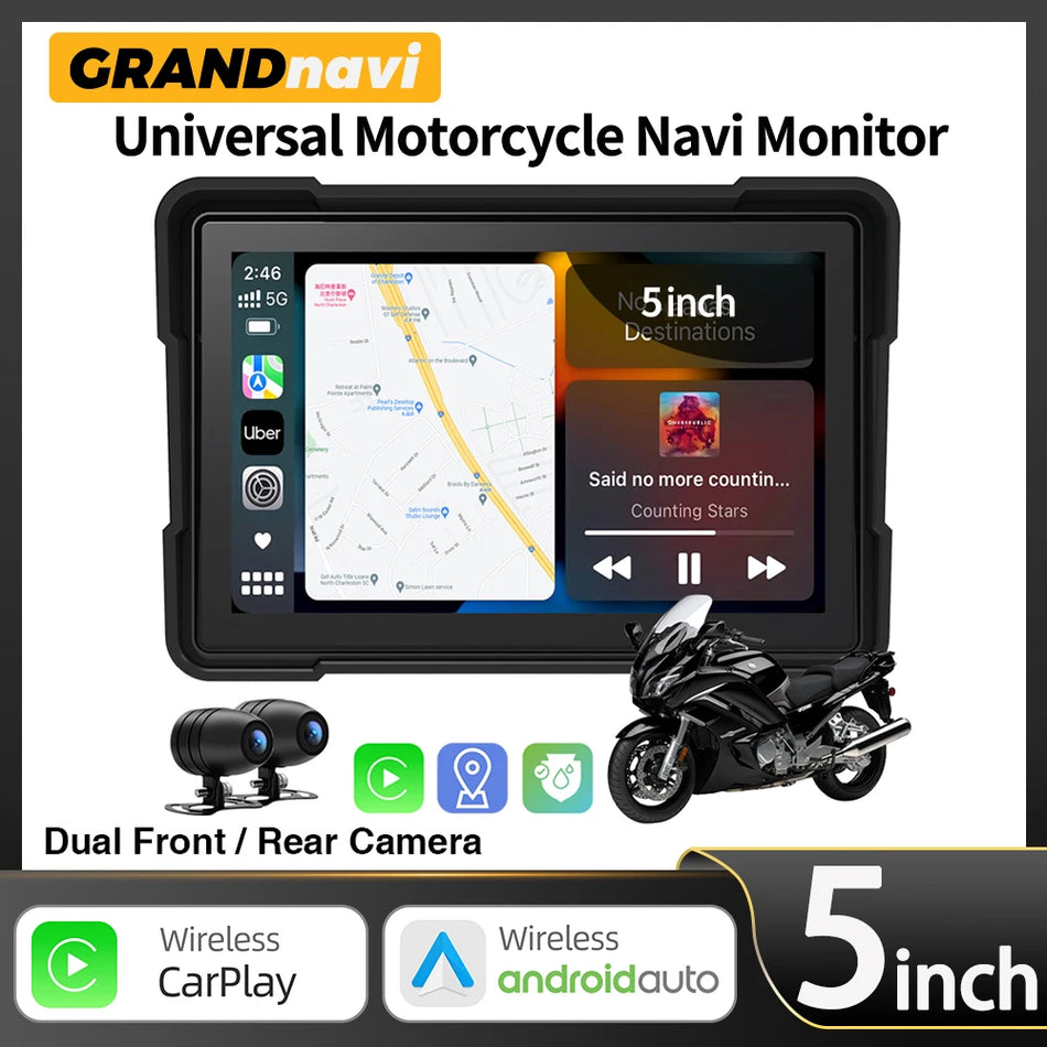 Grandnavi 5 Inch Motorcycle GPS &ndash; IPX7 Waterproof Touch Screen Display