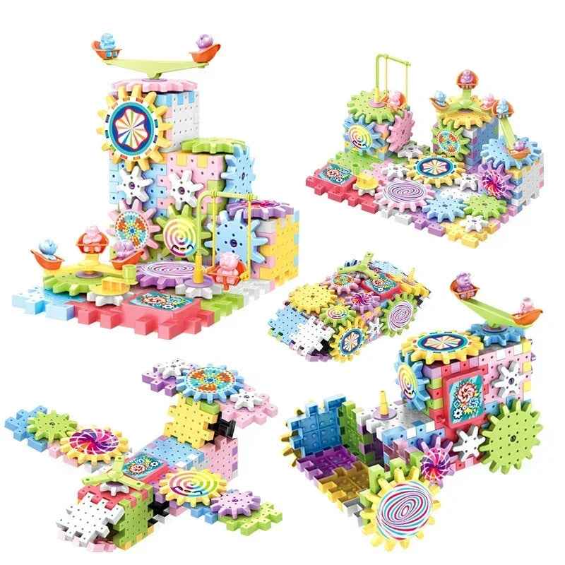 3D Electric Gear Puzzle Building Kit for Kids - Educational Assembly Toy Blocks