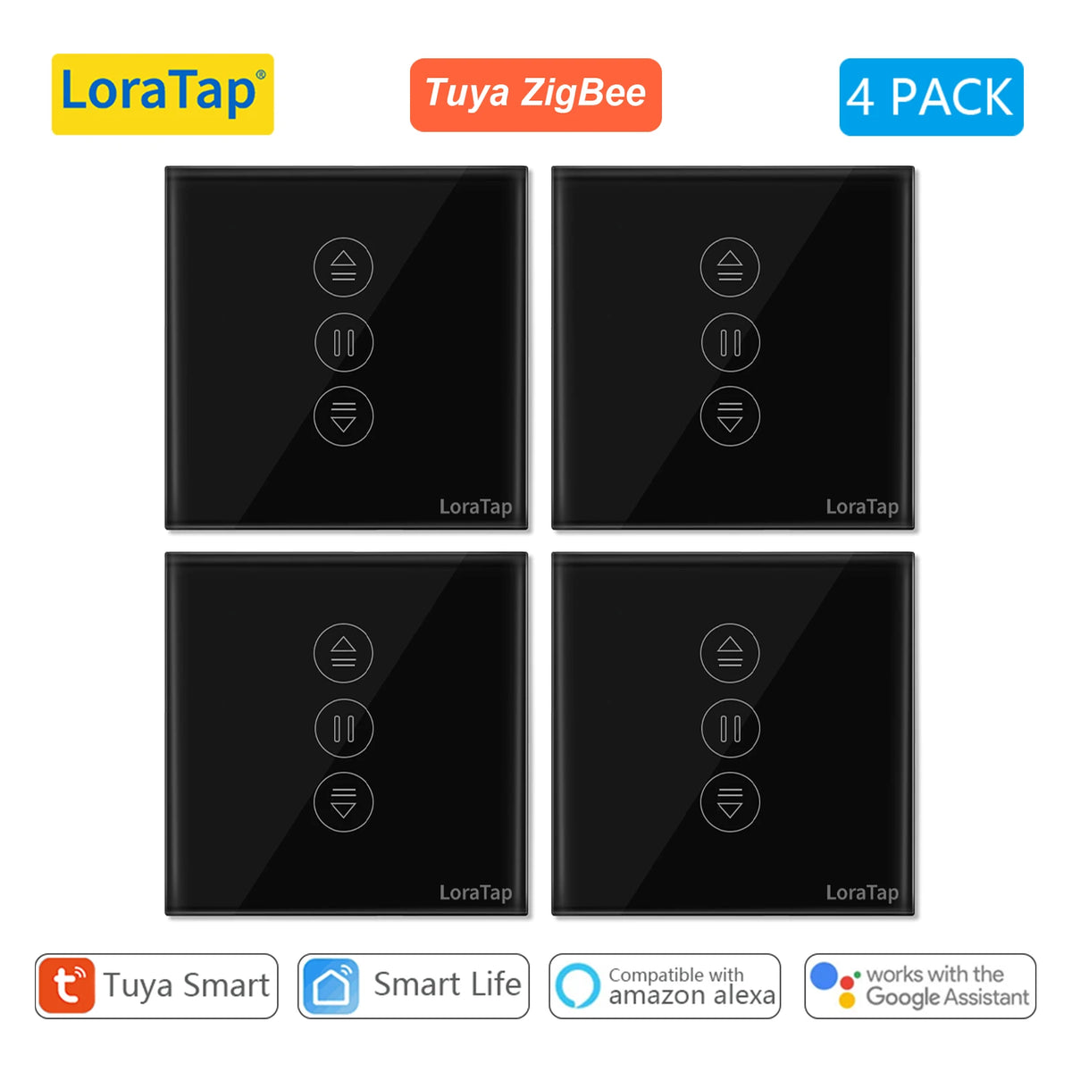 LoraTap ZigBee Curtains Roller Controller &ndash; Remote Control Black 4 PACK / CHINA