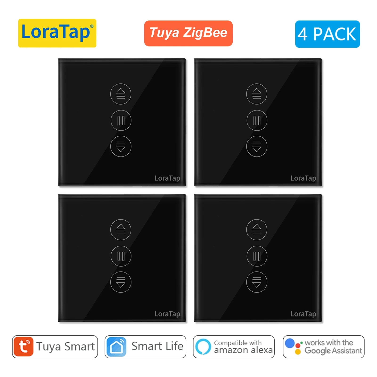 LoraTap ZigBee Curtains Roller Controller &ndash; Remote Control Black 4 PACK / CHINA