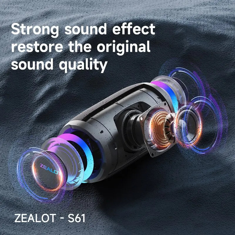 Zealot-S61 Portable Bluetooth Speaker &ndash; Dual Diaphragm Bass