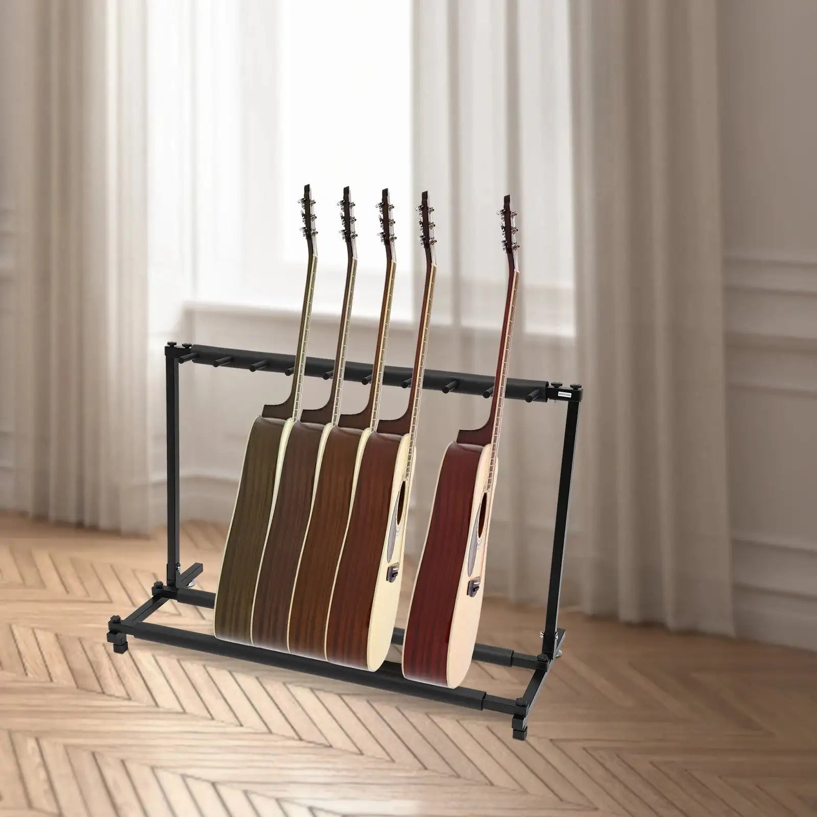 Freestanding Guitar Rack for 9 Guitars &ndash; Adjustable Foot Pads