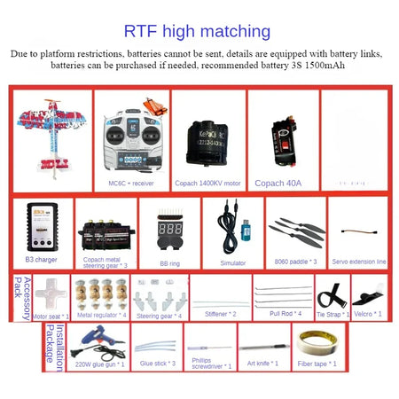 3D Mercury Fixed Wing RC Plane DIY Kit RTF Red and blue