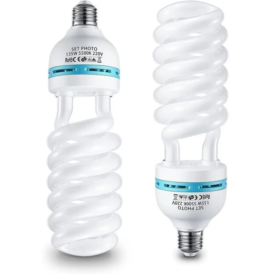 2Pcs 135W 5500K CFL Dagsljus Spiral Softbox Kit E27