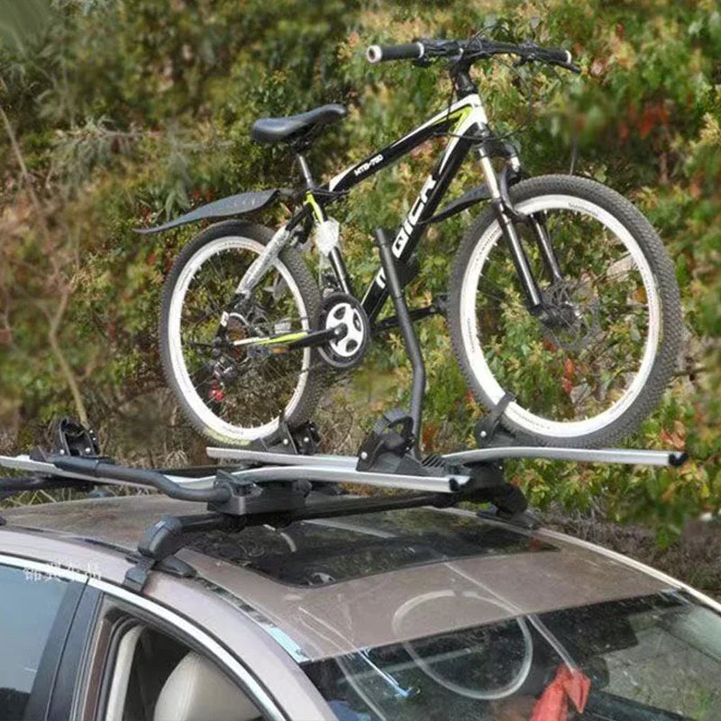 Car Roof Bike Rack Aluminium Alloy Vehicle Mounted Mountain Frame with Secure Clamp and Anti Sway