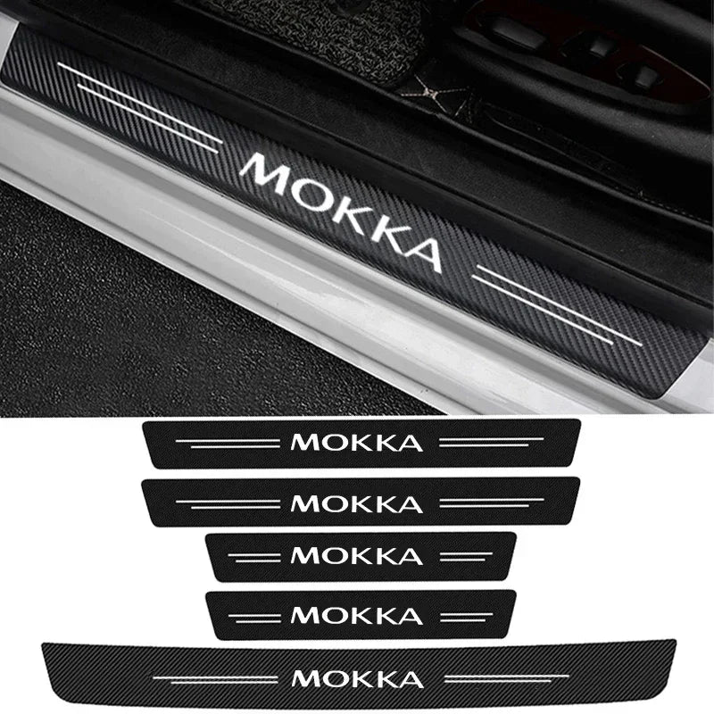 Deurdrempel Beschermers voor Opel Mokka Koolstofvezel PU Leren Interieur Sill Beschermers