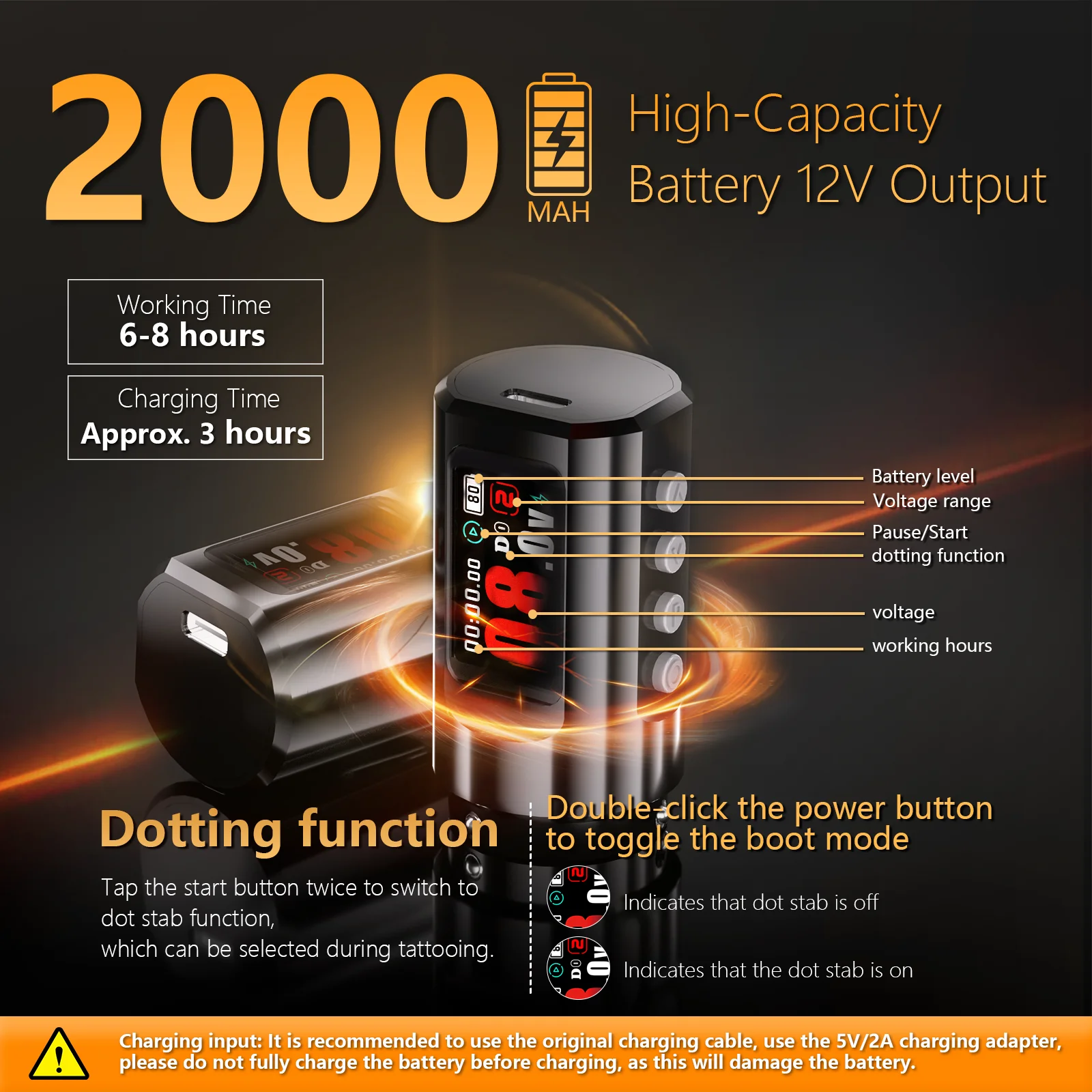 BIGWASP Wireless Tattoo Machine - 2.0-4.2mm Stroke