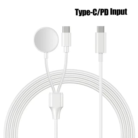 Magnetic Watch Charger 2-in-1 USB-C PD Cable &ndash; FastCharge Type C White