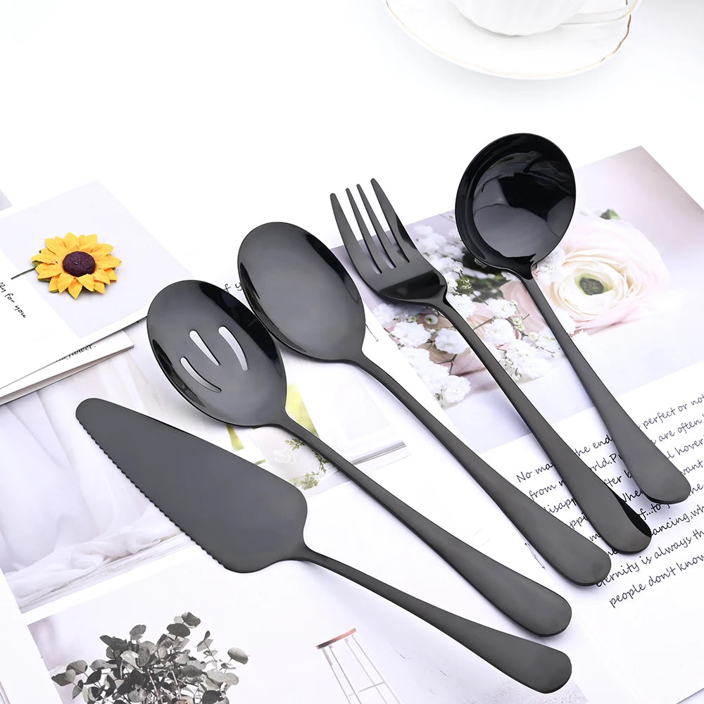 KNGZI 5/7Pcs Serving Utensils Set &ndash; Eco-Friendly Stainless Steel Design