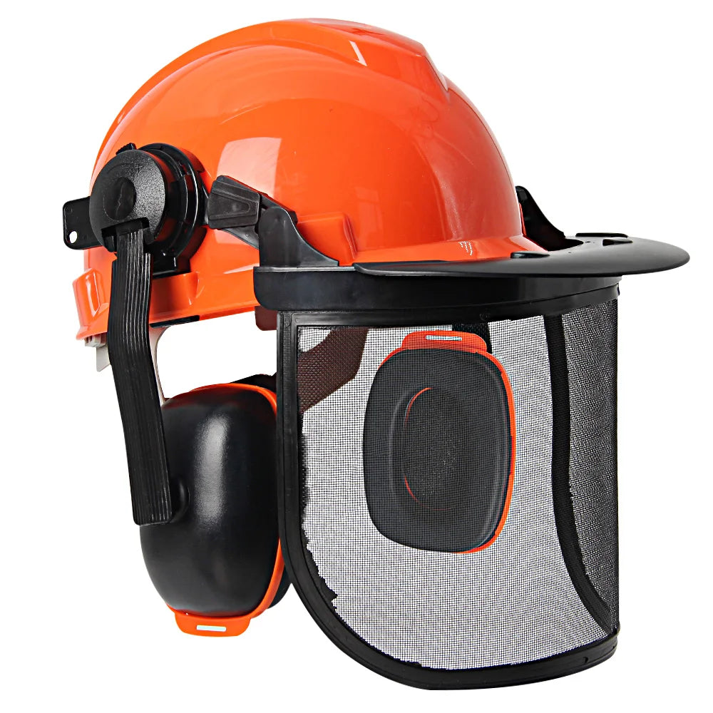 Forestry Safety Helmet Set &ndash; Full Face Steel Mesh Visor