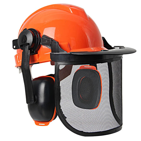 Forestry Safety Helmet Set &ndash; Full Face Steel Mesh Visor