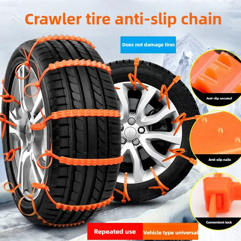 Anti Skid Snow Chains - Double Grooves For Traction