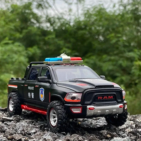 Dodge RAM TRX 1:32 Alloy Diecast Off-road Pickup Model with Sound and Light Police black