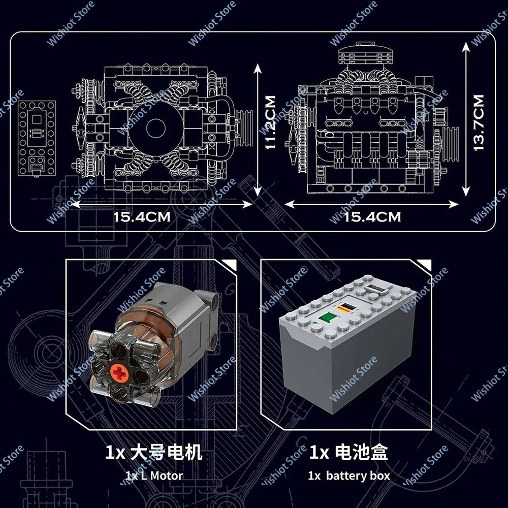 Mould King 10171 LSX454 V8 Engine Model &ndash; Motorized Drive