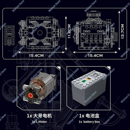 Mould King 10171 LSX454 V8 Engine Model &ndash; Motorized Drive