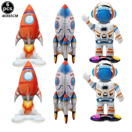 Galaxy Space Balloons Set - 32-Inch Number, Rocket &amp; Astronaut for Boys' Parties