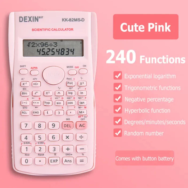 Multifunctional Scientific Calculator with Large Display for Students and Office Use Pink