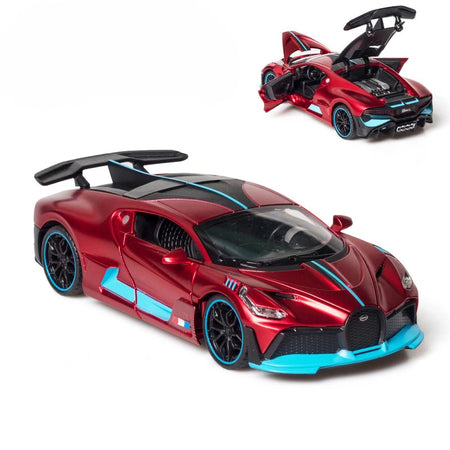 1:32 Bugatti Veyron Divo Alloy Diecast Car Model - Pull Back Miniature Vehicle for Kids Red no box