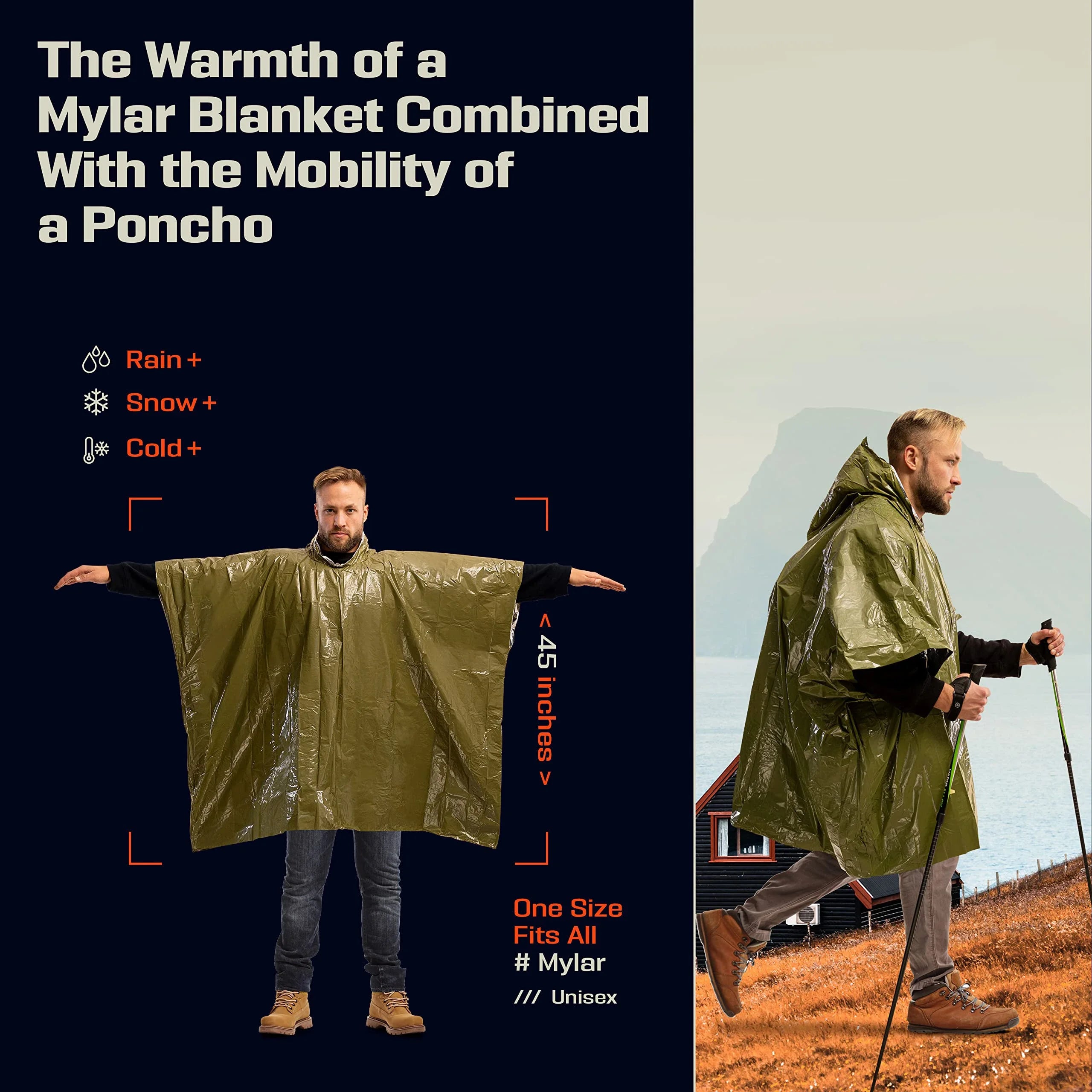 Emergency Poncho 4 Pcs - Insulated Reflective Gear Plus