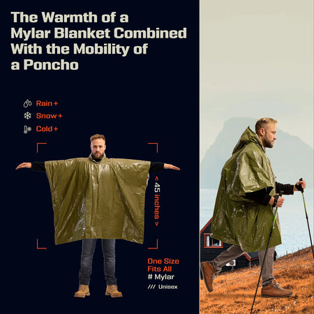 Emergency Poncho 4 Pcs - Insulated Reflective Gear Plus