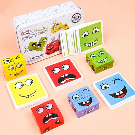 Kids Emotions Expression Cube Game &ndash; Montessori Puzzle Toy Iron Box / CHINA
