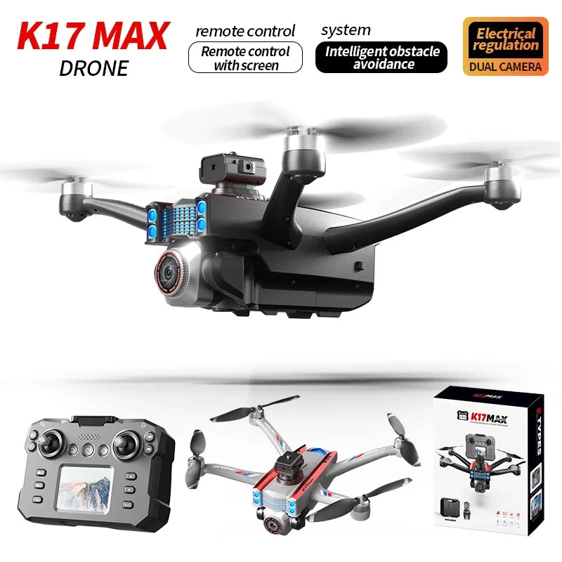 K17Max Mini RC Drone - 4K HD Dual Camera With Screen