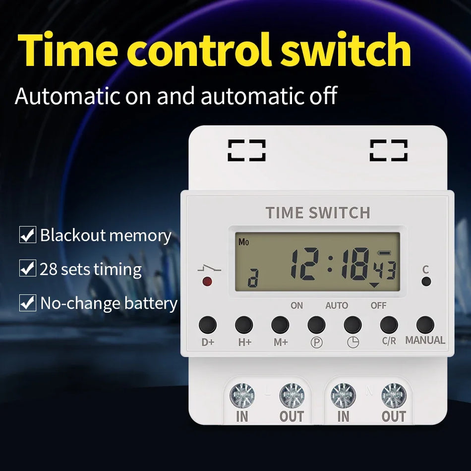 Timer 220V 60A DIN Rail Timer Switch - Weekly Programmable