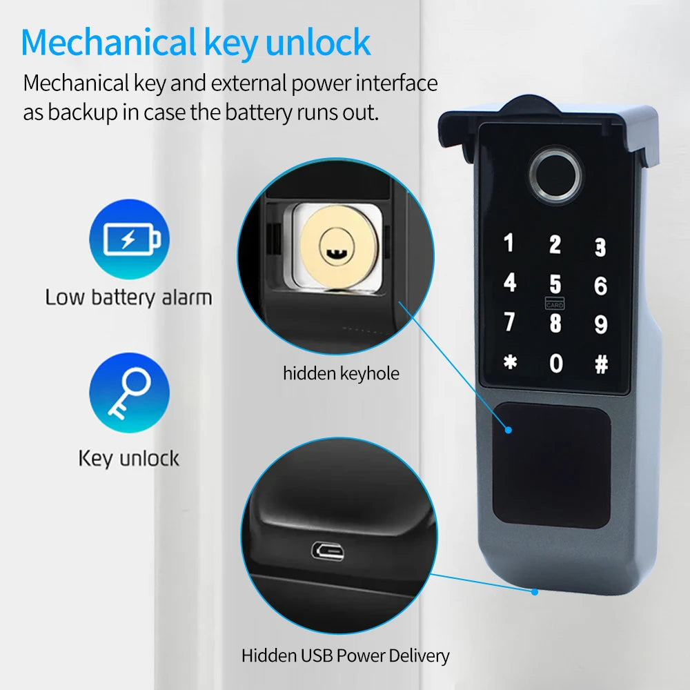 VD06-TTLOCK &ndash; Waterproof Bluetooth Fingerprint Rim Lock