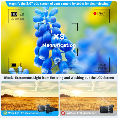 JJC 3X LCD Viewfinder for Cameras - Fits Sony, Nikon, Canon