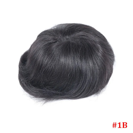 Bfirehair 0.08-0.10MM Full Skin PU Men&rsquo;s Toupee with V Loop Remy Hair 1B / 6 inches / CN|8x10|free