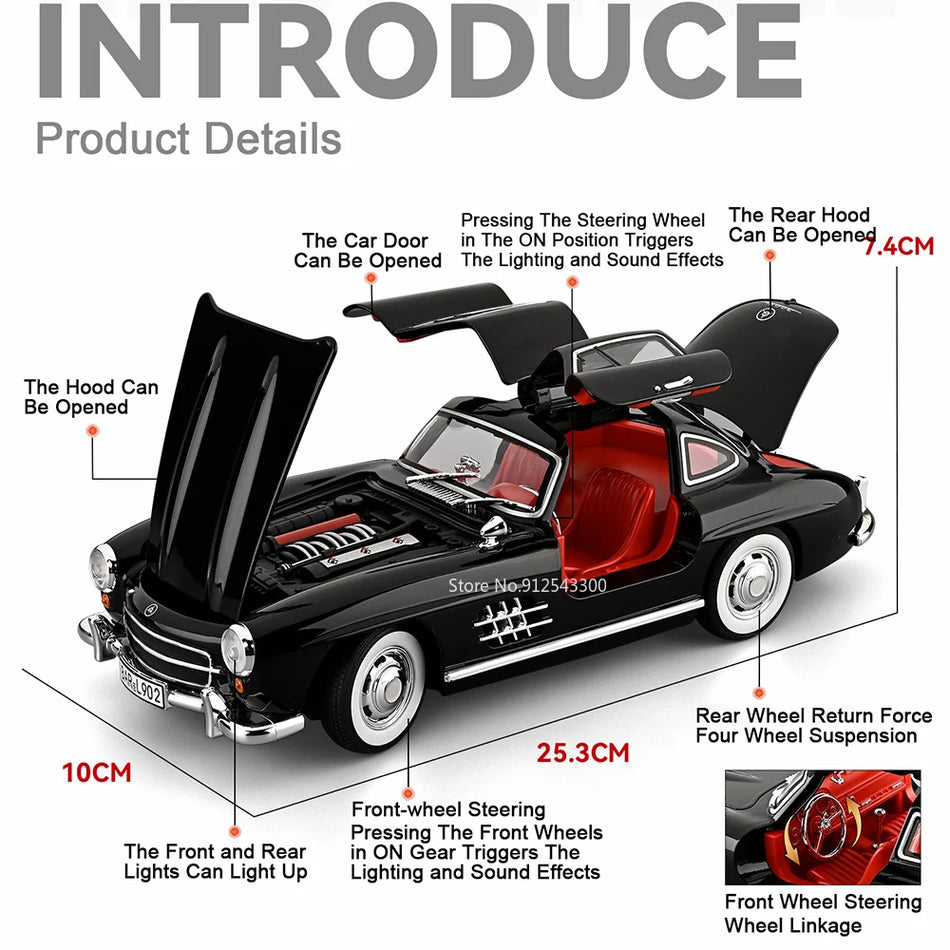 1:18 Diecast zlitinski model avtomobila za Mercedes-Benz 300SL
