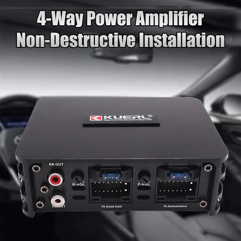 Amplificador de coche Clase AB 4x60W con DSP, instalación no destructiva