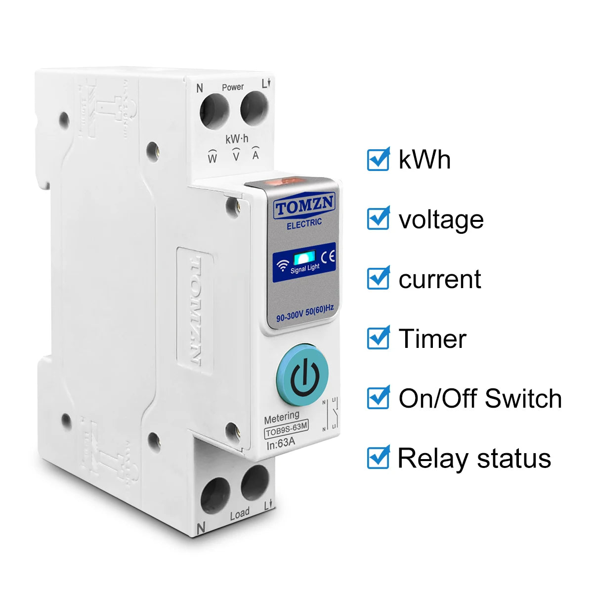 TOMZN 1P+N 63A WiFi Smart Switch and Energy Meter