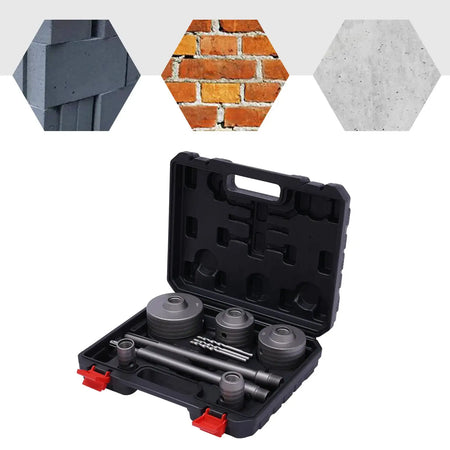 9PC Hole Saw Kit SDS Plus Arbor Shaft &ndash; Includes Pilot Bits