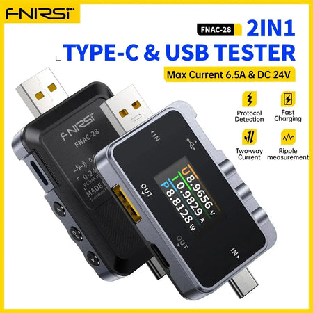 FNIRSI FNAC28 2In1 Type C USB Prober 6.5A Digital Voltmeter FNAC-28 / CHINA