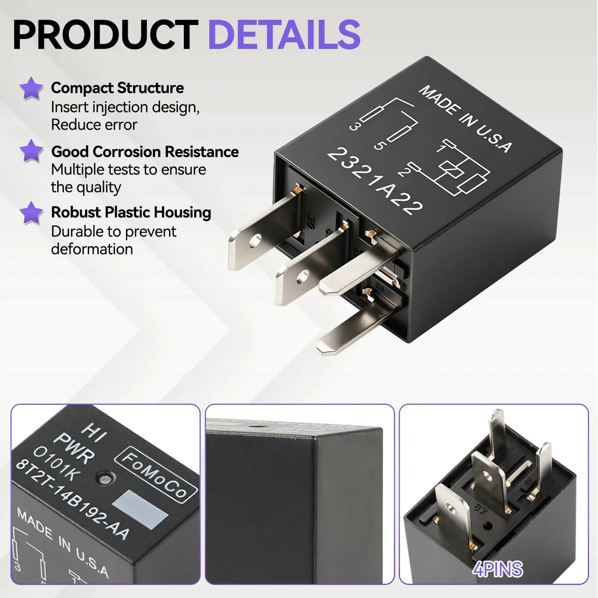 4PCS For Ford F-150 Fusion Focus Mustang EcoSport Edge 4Pin Multi-Function Relay 8T2T-14B192-AA by InterCyprus Trading Ltd