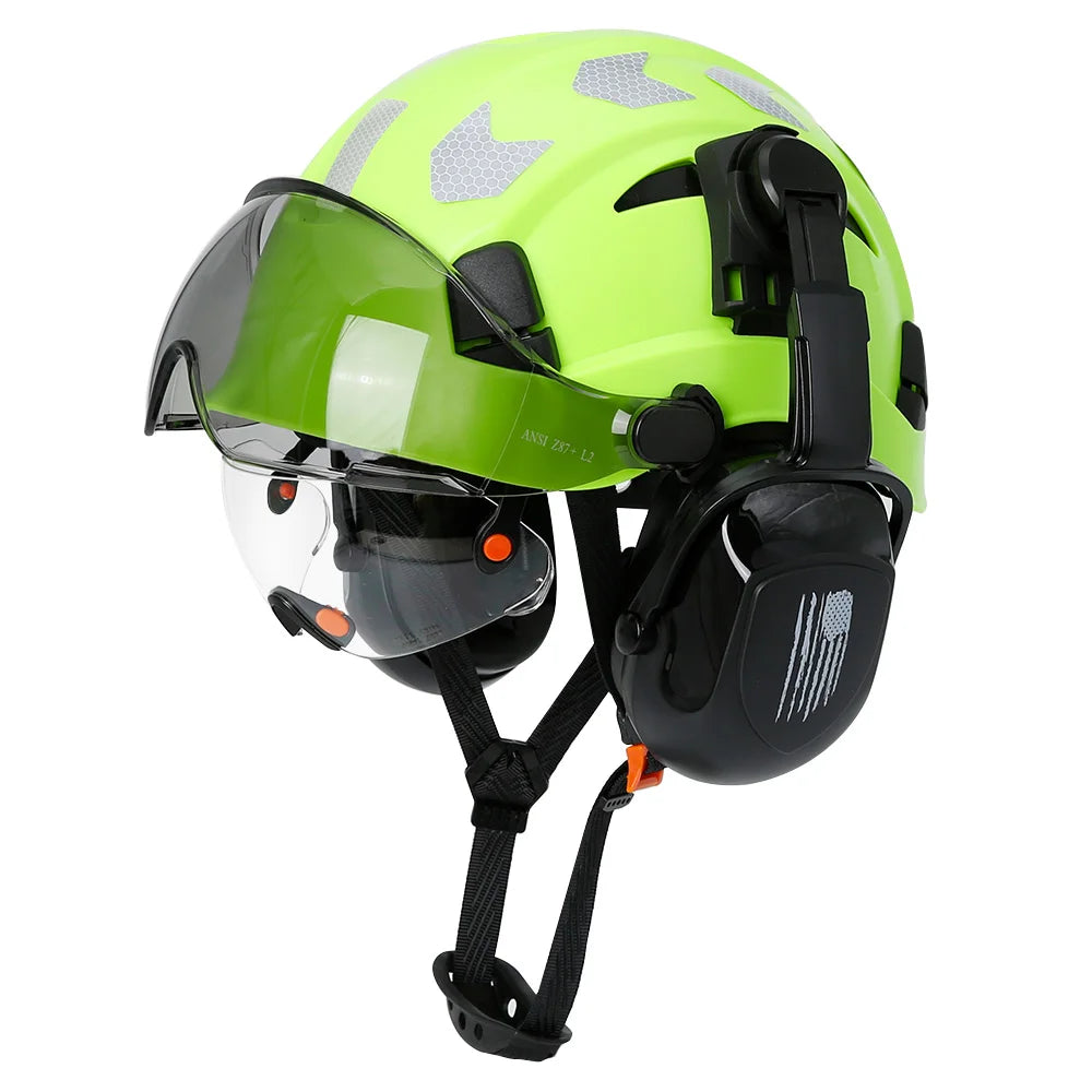 CE Construction Safety Helmet &ndash; Integrated Visor and Earmuffs for Maximum Protection CR08 Reflective B