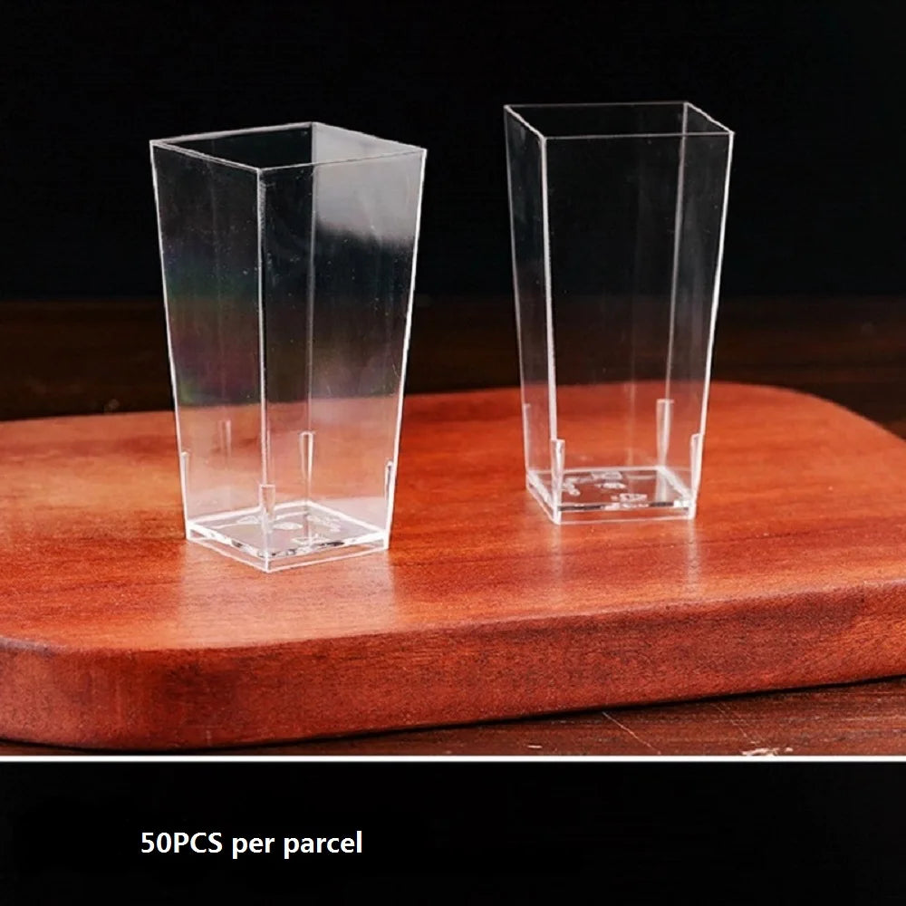 50/25 Pack 5 Oz Mini Dessert Cups &ndash; Square Tall Clear