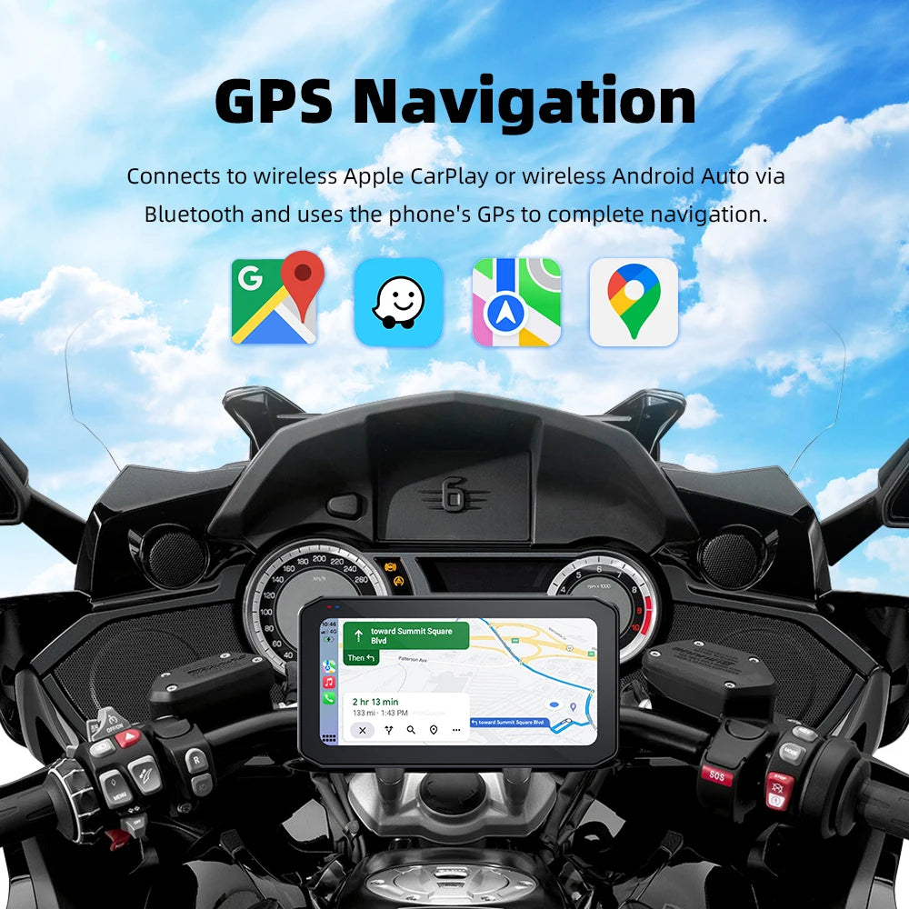 EKIY 6.25 Inch Portable Digital Motorcycle Dashboard &ndash; Waterproof GPS Navigation Display with TPMS Monitor