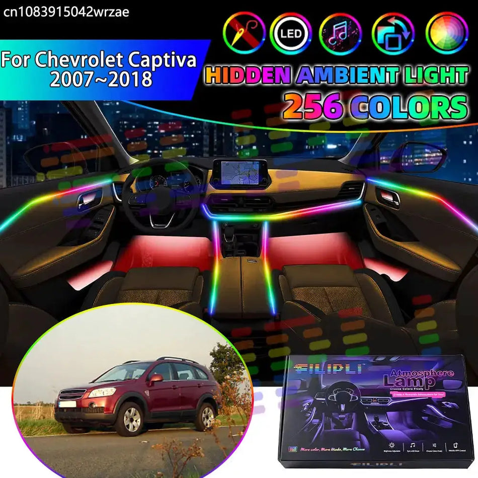For Chevrolet Captiva 2007~2018 MK1 C100 RGB Car Interior Ambient Lights Strips Breathing Lighting Kit App Control LED strips by InterCyprus Trading Ltd