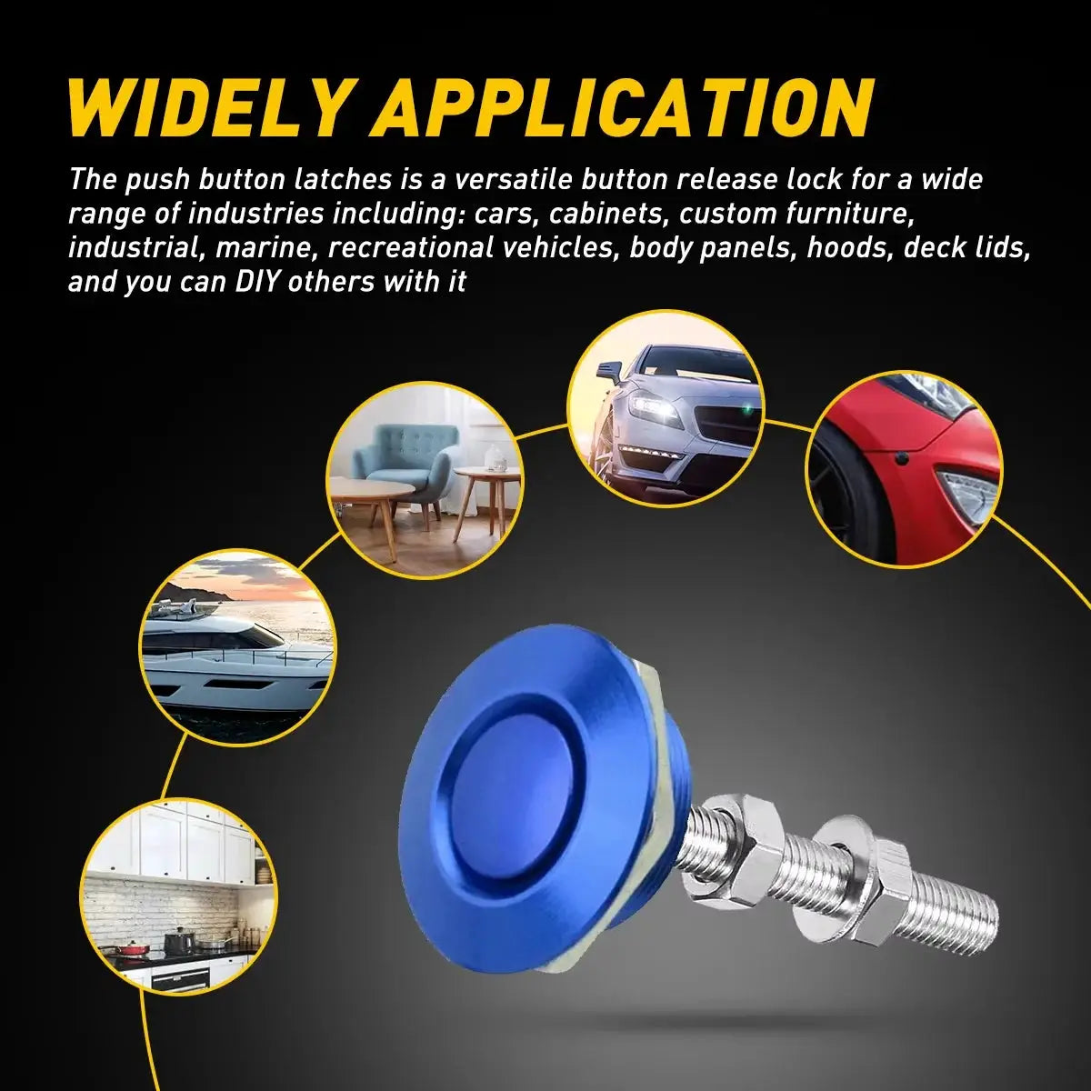 4Pcs 25/30/32mm Car Push Button Bonnet Hood Pin Quick Release Latch Lock Clip Kit Aluminum Engine Exterior Parts Universal by InterCyprus Trading Ltd