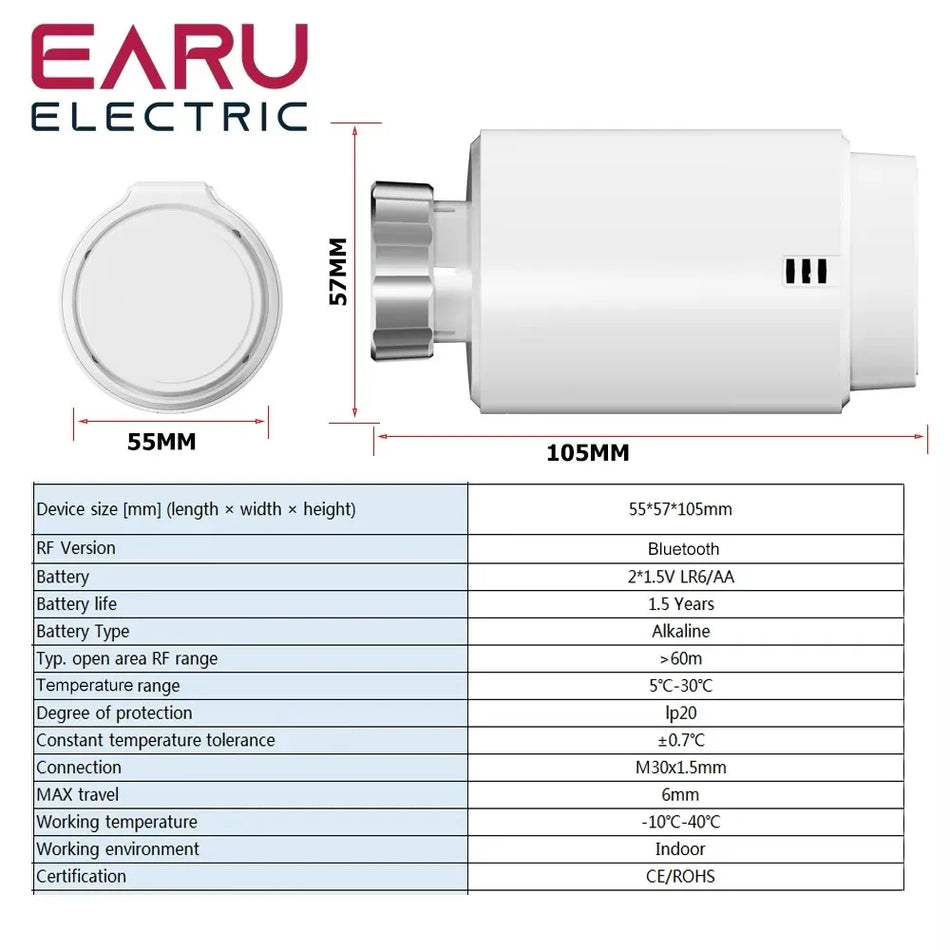 Tuya Smart Bluetooth Radiator Actuator with Programmable Thermostat