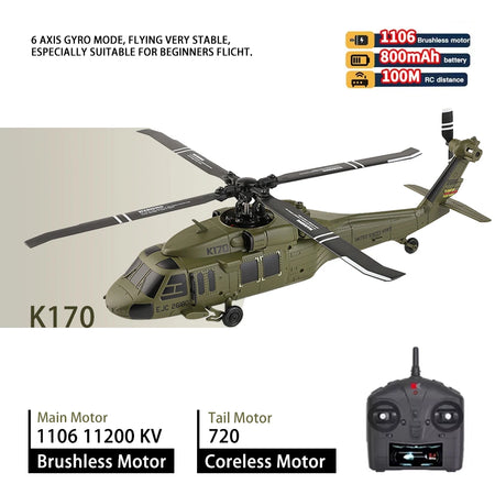 WLtoys K170 RC Helicopter &ndash; Gyro Stabilized LED Lights