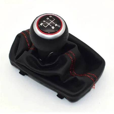 Gear Shift Knob with Leather Cover for Audi A4 B6 B7 5 6 Speed Manual by InterCyprus Trading Ltd